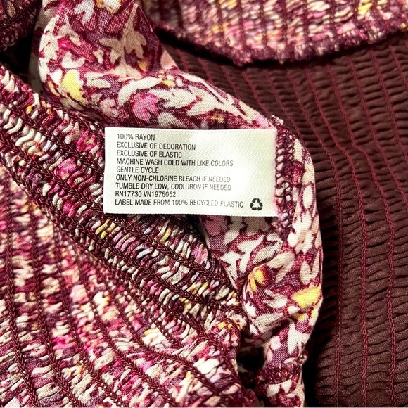 Xhilaration Women’s XL Ribbed Top Jumpsuit XL with Pockets Floral Burgundy Boho - Picture 12 of 13